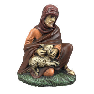 Vtg Holland Mold Kneeling Shepherd w/Lamb Ceramic Nativity Figurine Replacement